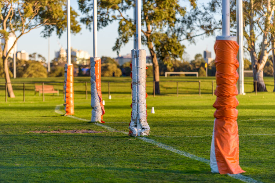 Football oval with goal posts
