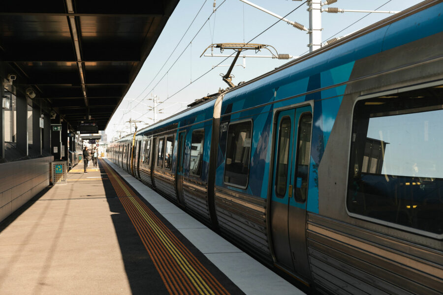 Melbourne train arriving at the platform