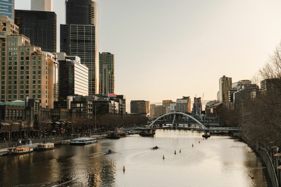 View of the Yarra River through Melbourne CBD