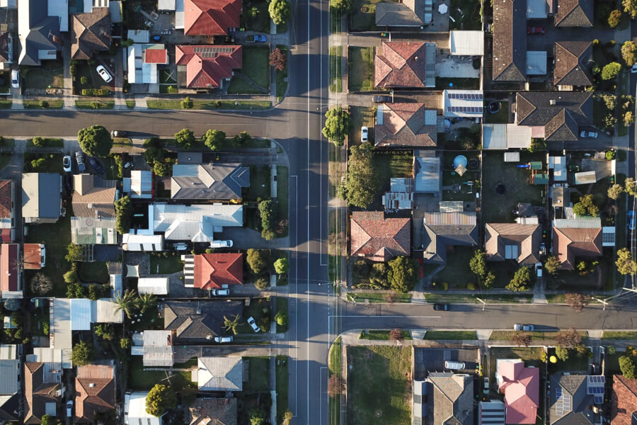 Aerial view of Melbourne suburb