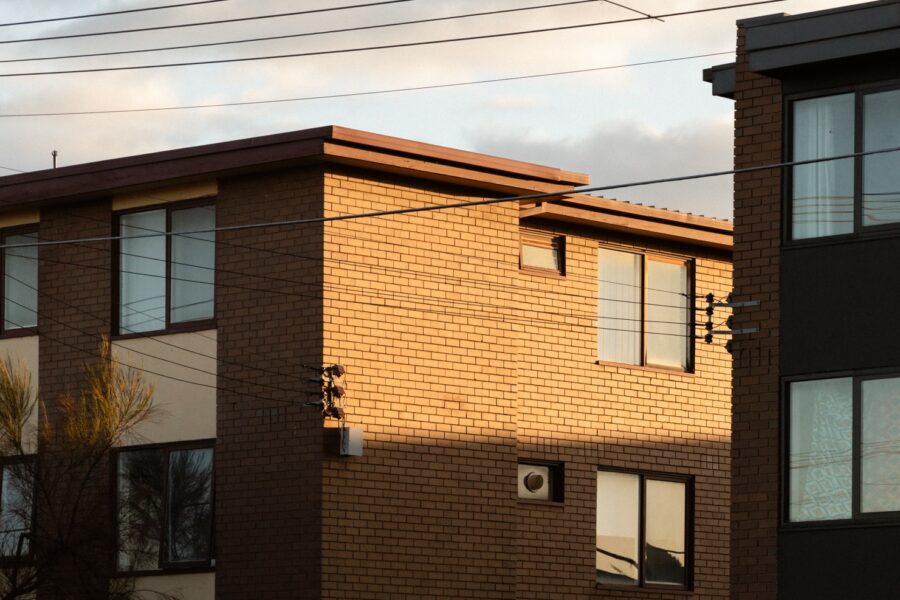 Brown-brick housing flats